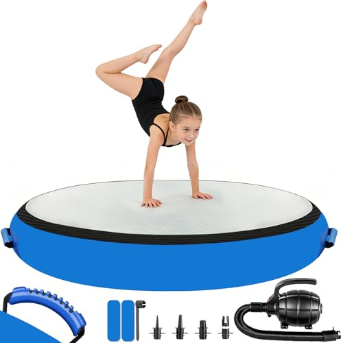 CZGBRO 3.3FT Air Spot Gymnastics Mat, 8 Thick Air Mat Tumble Track Gymnastic Equipment Inflatable Tumbler Backbend Trainer with Electric Pump for Yoga Cheerleading Home & Water Use(Blue)