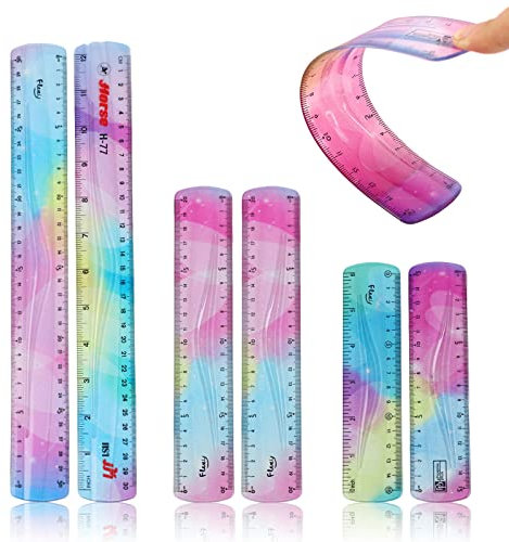 SacJkt Flexibles Lineal Set, Lineal 30cm Lineal 20cm Lineal 15cm Flexibel, 6 Stücke Bunt Lineal Weich für Kinder Mädchen, Transparent Lineal Bruchsicher Biegbares für Schule Büro Zuhause