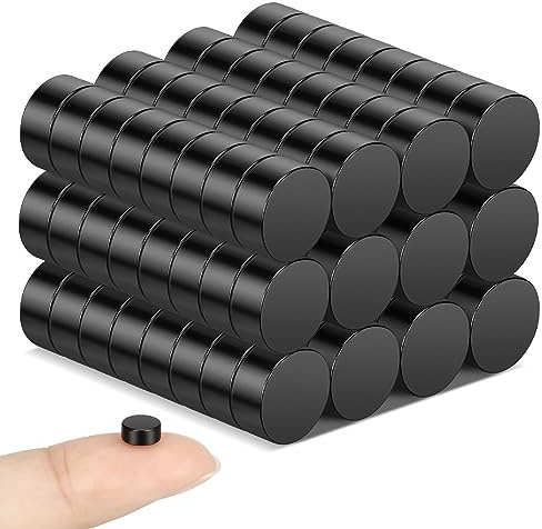 Wukong 6 x 3 mm kraftfulla svarta neodymmagneter, 100 st liten stark minikylskåpsmagnet för whiteboard, kylskåp, hantverk, magnettavla och gör-det-själv-projekt