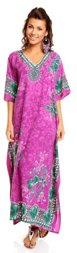 Looking Glam New Ladies Oversized Maxi Kimono Kaftan Tunic Kaftan Lounge Dress,30-32, Purple