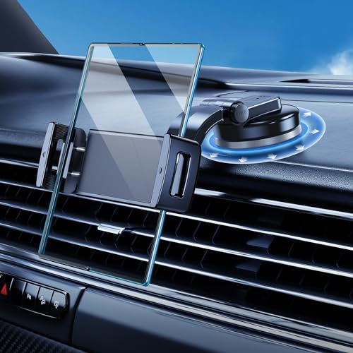 DICMKY Kfz-Handyhalterung für Samsung Galaxy Z Fold 7 6 5 4 3 2 Zubehör, zusammenklappbar/Tablet-Saugnapfhalterung für Armaturenbrett, 360° drehbar, passend für iPad Mini 6, iPad Pro Air, Pixel Fold