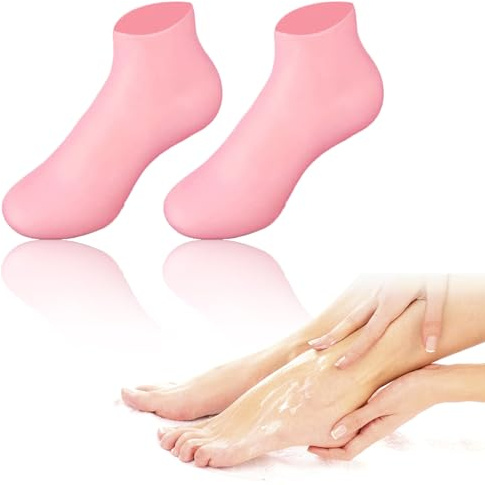 1 Paar Damen Fuß-Spa Pediküre Anti-Rutsch Weiche Moisturizing Silikon Socken Spa Gel Socken Soft Feet Socken, für Erweichung Trockener Rissiger Füße Rauer Haut