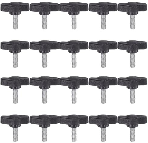 QUARKZMAN 20 Pezzi Manopole Aletta T Viti Testa Zigrinata M5 x 14mm Filettatura Maschio Standard Manopole T Plastica Maniglie Manopole Serraggio Mano Vite Testa Zigrinata, Nero