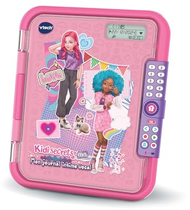 VTech - KidiSecrets 365 Mon Journal Intime Vocal Rose, Journal Intime Électronique avec Code, Micro Enregistreur, Carnet Secret, Feutre et Jeux, Cadeau Enfant de 5 Ans à 12 Ans - Contenu en Français
