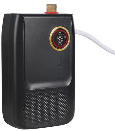 MEHOOSPVN 5500W Warmwasserspeicher Boiler 1-5L/min Warmwasserboiler Untertischgerät Kleinspeicher Elektrisch Druckfester Untertisch 30~55℃ Temperatur Einstellbarer Durchlauferhitzer 13.5*6.8*19.5cm