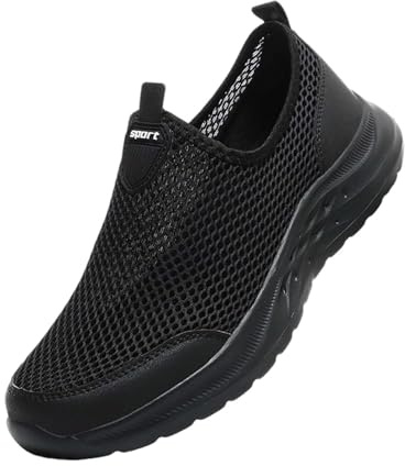 Generisch Zapatillas deportivas de moda para hombre para primavera y parte inferior plana, malla ligera y transpirable, sin cordones, cómodas, lisas, sencillas. Características: calcetines, zapatos