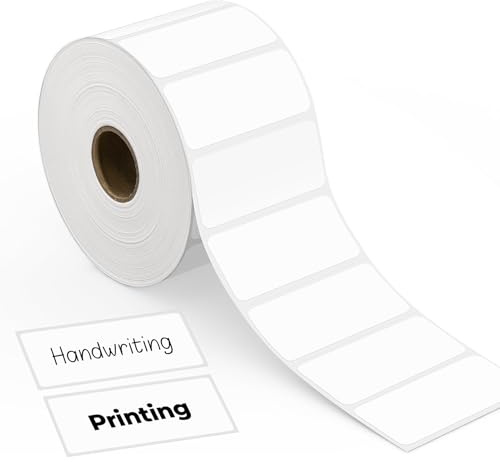 NOTEZMATE 32 x 57mm Sticky Labels On Roll,1000 PCS Printer Labels Self Adhesive,White Address Packaging Envelopes,Waterproof Paper for Barcode Retail Home Office Small Business
