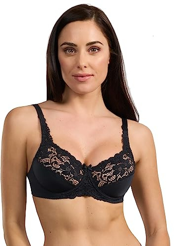 Spiman Reggiseno a Balconcino in Microfibra, Coppa B, Non Imbottito, Pizzo Elastico, 3 Ganci Art 2125
