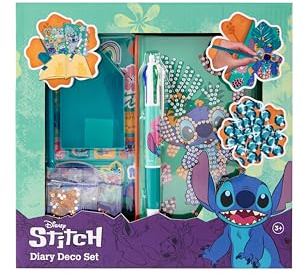 Set de journal Stitch pour enfants | Kit de peinture diamant à partir de 3 ans | Avec autocollants et pierres de glitter | Cadeau créatif pour filles | Kit de bricolage DIY avec stylo journal