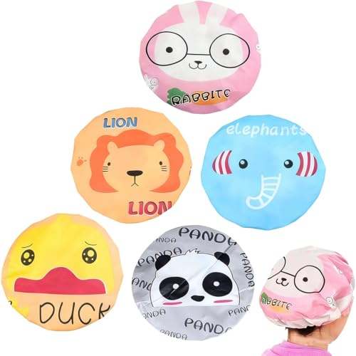 Gorro de Ducha para Mujeres y Niños, 5PCS Gorros de Ducha Flexibles