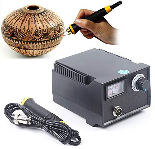Pyrografi-maskinset, 100 W träbrännare med LCD-display och justerbar temperatur, träförbränningssats med 2 pennor och 33 spetsar för trä, läder, pumpa, hantverk, gör-det-själv-märkesmålning