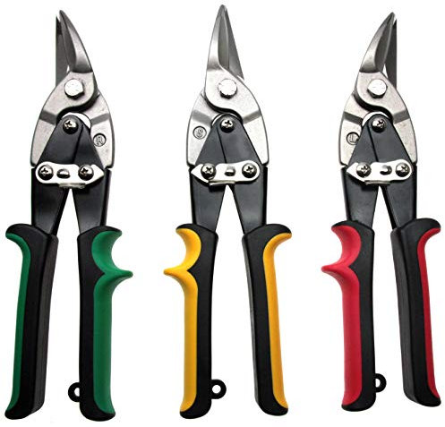 Alkan Blechscheren-Satz, 3-tlg. | linksschneidend rechtsschneidend geradeschneidend | Metallschere zum Schneiden von Blechen (Karosseriezange/Schweißerzange)