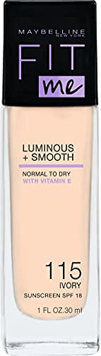 Maybelline New York Make Up, Fit Me! Foundation mit LSF18, Für makellose Haut, Alle Hauttypen, Nr. 115 Ivory, 30 ml