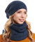 Hilltop Winter Kombi 2er Set aus Winter Schal und passender Strickmütze, Winter Set:Blau