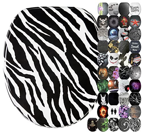 Sanilo Sedile WC con chiusura ammortizzata, grande scelta di copriwater neri da legno robusto e di alta qualità (Zebra)