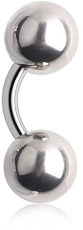 Ruifan 316L Surgical Steel 10mm Big Balls Externally Threaded Bent Curved Barbell 14G