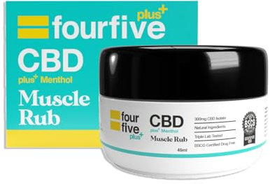 fourfive CBD Muscle Rub 300mg (High Strength) with Cooling Menthol & Vitamin E for Muscle Relief, Natural & Vegan Friendly - 45ml