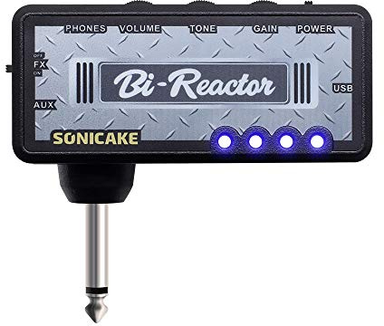 SONICAKE Bi-Reactor Plug-In USB Chargable Portable Pocket Guitar Headphone Amp US Style High Gain Tone with Delay Carry-On Bedroom Effects