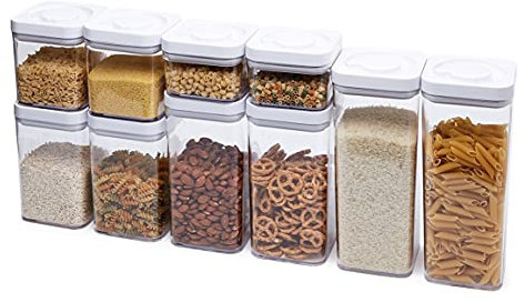 Amazon Basics Luftdichte Lebensmittelbehälter, 10er-Set, BPA-freier Kunststoff, Transparent, 3,1L x 2, 2,4L x 2, 1,8L x 2, 1,1L x 2, 0,47L x 2