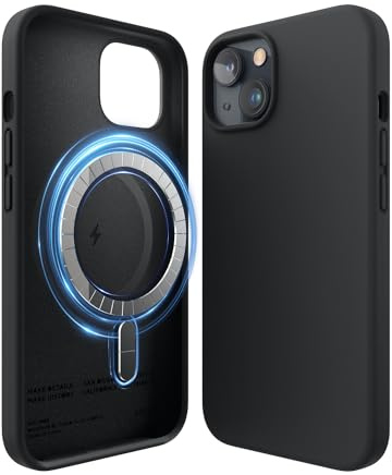 elago Magnetic Silicone Case Compatible with iPhone 13 Case (6.1) Compatible with MagSafe, Built-in Magnets, Premium Liquid Silicone, Protective Cover, Compatible with MagSafe Accessories (Black)