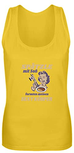 Spätzle avec sauce – Proverbes souabes – Cadeaux de souabe – Débardeur pour femme, Jaune citron, L