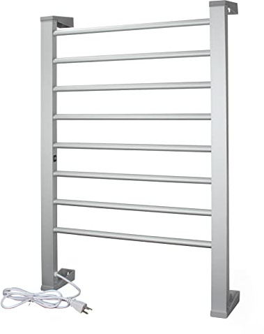 ELEGANTLIFE Electric Towel Warmer for Bathroom, Heated Towel Rack with Timer & Auto Shut-Off, Freestanding or Wall-Mounted Aluminum 8-Bar Design for Towels and Bath Sheets