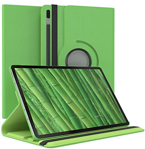 EAZY CASE - Tablet Hülle für Samsung Galaxy Tab S7 FE 2021 Schutzhülle 12.4 Zoll Smart Cover Tablet Case Rotationcase zum Aufstellen Klapphülle 360° drehbar mit Standfunktion Tasche Kunstleder Grün