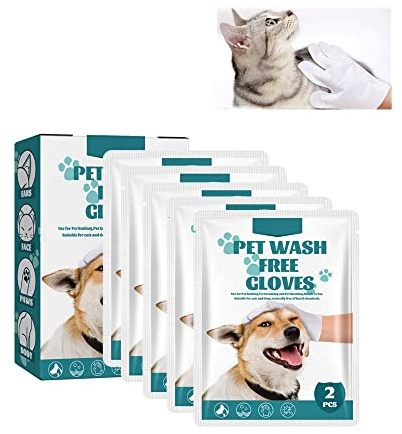 Handskar För Rengöring Av Husdjur, Pet För Hundar Och Katter Rengöring Grooming Med Lno Rinse Engångs 5 Fingers Gloves, No Cleaning, Vit (1 box)