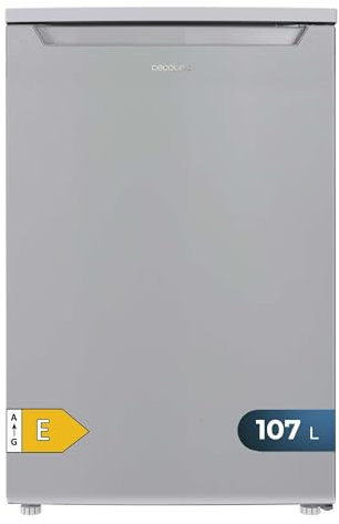 Cecotec Mini Réfrigérateur 107 L Bolero CoolMarket TT 107 Inox, Classe Énergétique E, Économie d'Énergie, Porte Réversible, Faible Niveau Sonore, Tiroir Congélateur.