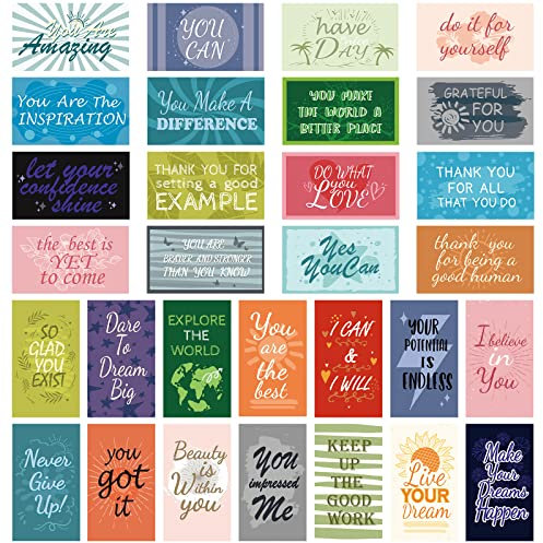 MWOOT 90 Pcs Motivational Quote Note Cards, Tarjetas de Felicitación de Aliento para la Escuela Lugar de Trabajo Regalos, Mini Encouragement Greeting Cards para Estudiantes Profesores (30 Estilos)