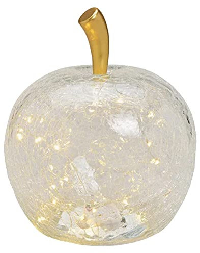 G. Wurm Dekoleuchte Apfel Leuchte (L) Glas, Transparent, Apfel Lampe mit LED Lichterkette, Dekolampe, Tischleuchte, Apfellampe
