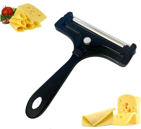 Kitchen Cheese Slicer,Cheese Slicer,Food Slicer,Adjustable Hand Held Cheese Cutter Wires,Cheese Slicers for Block Cheese,Stainless Steel Wire Cheese Slicer,Thick & Thin Slicer,Cheese Curler (Black)