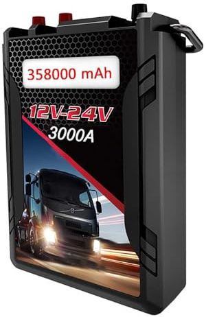 HNSYPX Arrancador de Batería 90000mAh para Coches 12v/24v Diesel - 3000 Amperios con LED Salida USB - Apto para Todos Los Vehículos