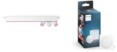 Philips Hue White & Color Ambiance Centris 3 flg. Spotleuchte weiß 2650lm & Tap Dial Switch Drehschalter, weiß, personalisierbar via Hue App, Zubehör
