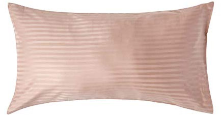 HOMESCAPES 2er-Set Damast Kissenbezug Taupe-beige 50x90 cm mit Satin-Streifen & Hotelverschluss, 100% ägyptische Baumwolle, Fadendichte 330