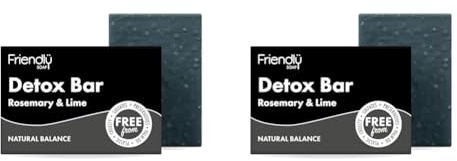 Handmade Natural Detox Bar - Charcoal - Absorbant, Restorative, Cleansing 95g (Pack of 2)