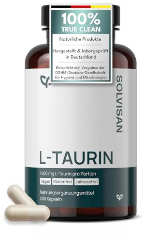 SOLVISAN Taurin Kapseln hochdosiert mit 1400 mg pro Tag - 200 Kapseln