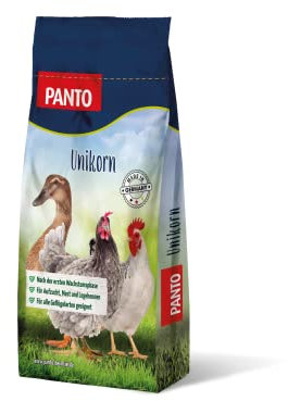 PANTO Hühnerfutter Unikorn 10 kg – gekörntes Geflügelfutter (3mm) für die Aufzucht, Mast, Legehennen - Alleinfuttermittel für Junghennen, Gänse, Enten, Pute
