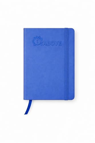 1ABOVE A6 Soft Feel Notebook with Lined Pages | Hardback Journal | Elastic Closure and Ribbon |Paper Pocket | 80gsm | 160 Pages (80 Sheets) -BLUE