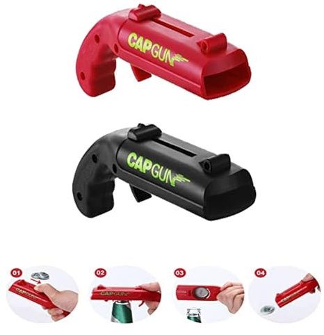 LATRAT 2 Stück Cap Gun,Flaschenöffner Lustig, Kronkorken Pistole, Bierdeckelpistole, Cap Gun Flaschenöffner Pistole, Gadgets für Männer für Zuhause Bar Party Trinken und Spiel