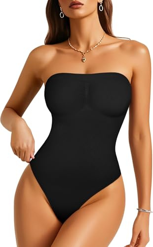 Gotoly Mujer Bodies Moldeadores Sin Tirantes Body Reductor Shapewear Adelgazante Body Shaper Control de Abdomen Bodysuit (Negro, L)