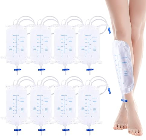 BORDEAG 8 Stück 500 ML Beinbeutel Urindrainagebeutel, Urinbeutel Beinbeutel, Urinsammelbeutel, Drainagebeutel Urindrainage Katheterbeutel Mit 50 Cm Schlauchlänge Für Urindrainage