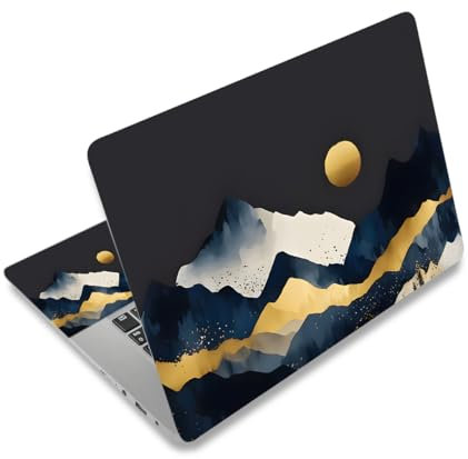 Laptop Decal Sticker Skin Cover, 12 13.1 13.3 14 15 15.4 15.6 Laptop Netbook Vinyl Skin Sticker Cover Notebook PC Protector (2 Wrist Pad Included), Removable Reusable, Watercolor Mountain