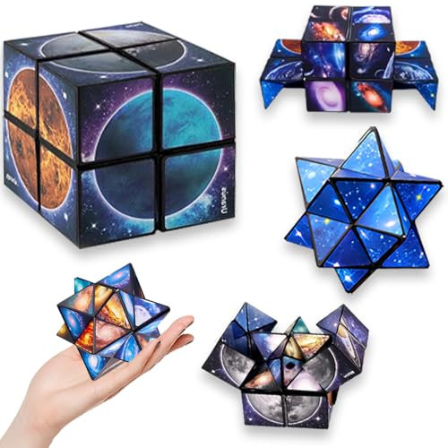 TenaLucy Zauberwürfel Sternenklarer Himmel,Infinity Cube 2 in 1 Sternenklarer Himmel Zauberwürfel Infinity 3D Puzzle Würfel 2 in 1 Magic Cube Set Sternenwürfel Zauberwürfel Set,Stressabbau Spielzeug