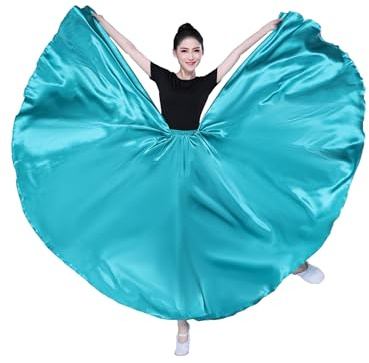 Jupe de danse longueur cheville pour femme - Jupe de danse du ventre - Costume moderne - Maxi jupes pour ballerine - 360 °540 °720 °, Vert 720°, taille unique