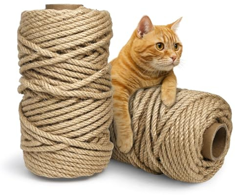 Corda in sisal per scratching post 6 mm (50 metri) Rope Reusable Natural Hemp Rope Suitable for Garden Decoration Cat Tree Cat Tree Cat Accessories Cat Grinding Claw Toy Natural Fibre