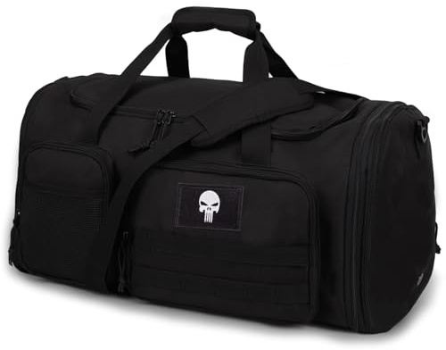 Borsa Duffle Tattica da Viaggio – Borsa da Palestra da Uomo Espandibile 52L con Scomparto Bagnato – Borsa Multifunzione da Cabina, per Weekend, Notte e Outdoor