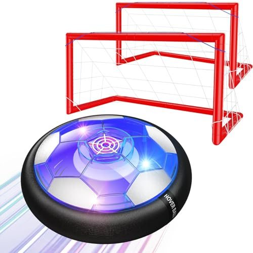Ancesfun Set de Fútbol Air Power con 2 Porterías, Hover Football Flotante Recargable con LED y Borde de Espuma, Juguete de Pelota Interior/Exterior Niños Niños Niñas 3+ Años