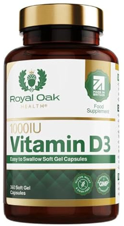 Royal Oak Health Vitamin D3 (Cholecalciferol) - High Strength Easy to Swallow Vitamin D Tablet Alternative Supplement for Immune, Muscle, Bones & Teeth (360 Count (Pack of 1), 1,000IU)