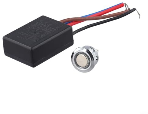 LD-600S - Regulador de intensidad de 3 vías con interruptor táctil, 25-150 W de carga, 220-240 V CA, compacto 48 x 32 mm, negro, certificado CE/TÜV